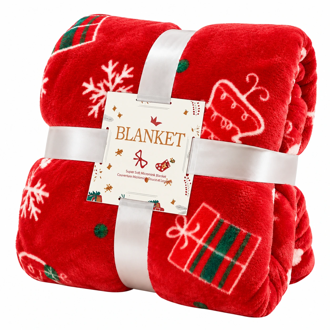 red_christmas_blanket_white_square Christmas Bed Blanket Festive Holiday Bedroom Decoration