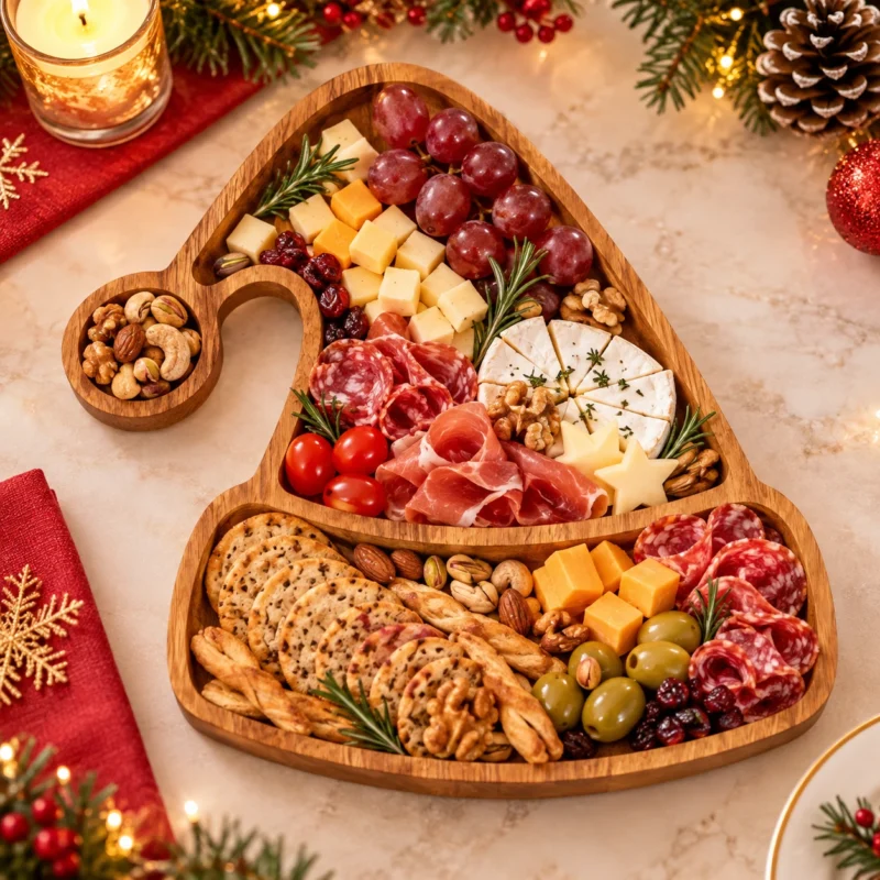 Christmas Santa Hat Serving Tray Snack Cheese and Charcuterie Board
