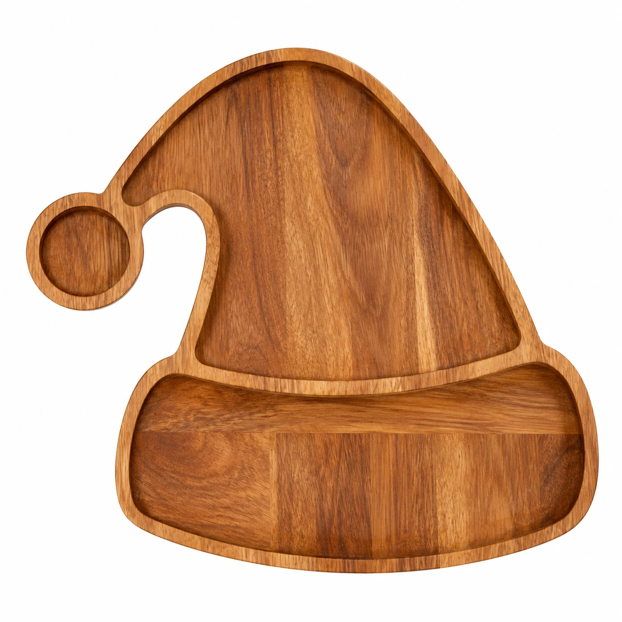 santa_hat_wooden_tray_square Christmas Santa Hat Serving Tray Snack Cheese and Charcuterie Board