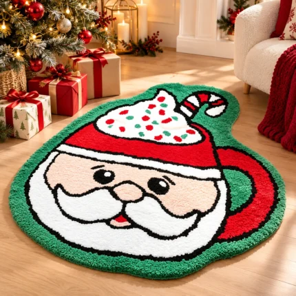 Christmas Rug Non-Slip Tufted Holiday Floor Mat for Living Room and Home Decoration