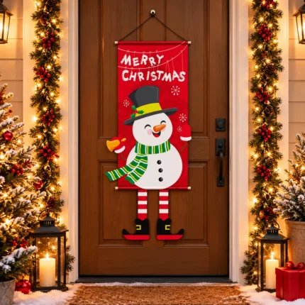 Christmas Snowman Cartoon Decorative Flags for Holiday Party Decorations