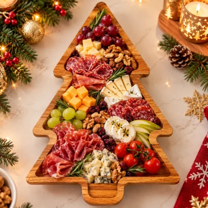 Christmas Tree Acacia Wood Charcuterie Board Cheese Serving Tray
