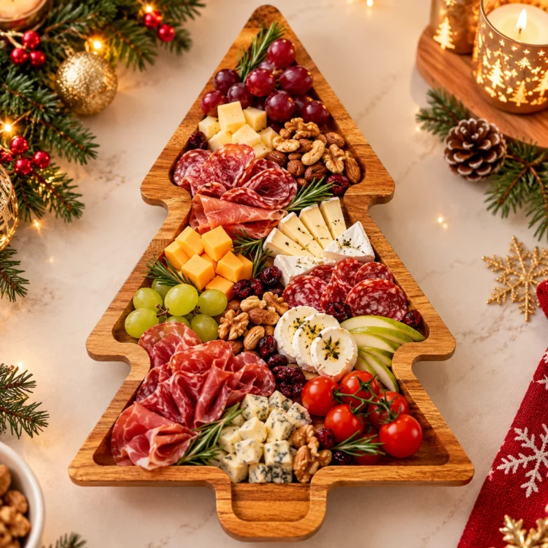 Christmas Tree Acacia Wood Charcuterie Board Cheese Serving Tray